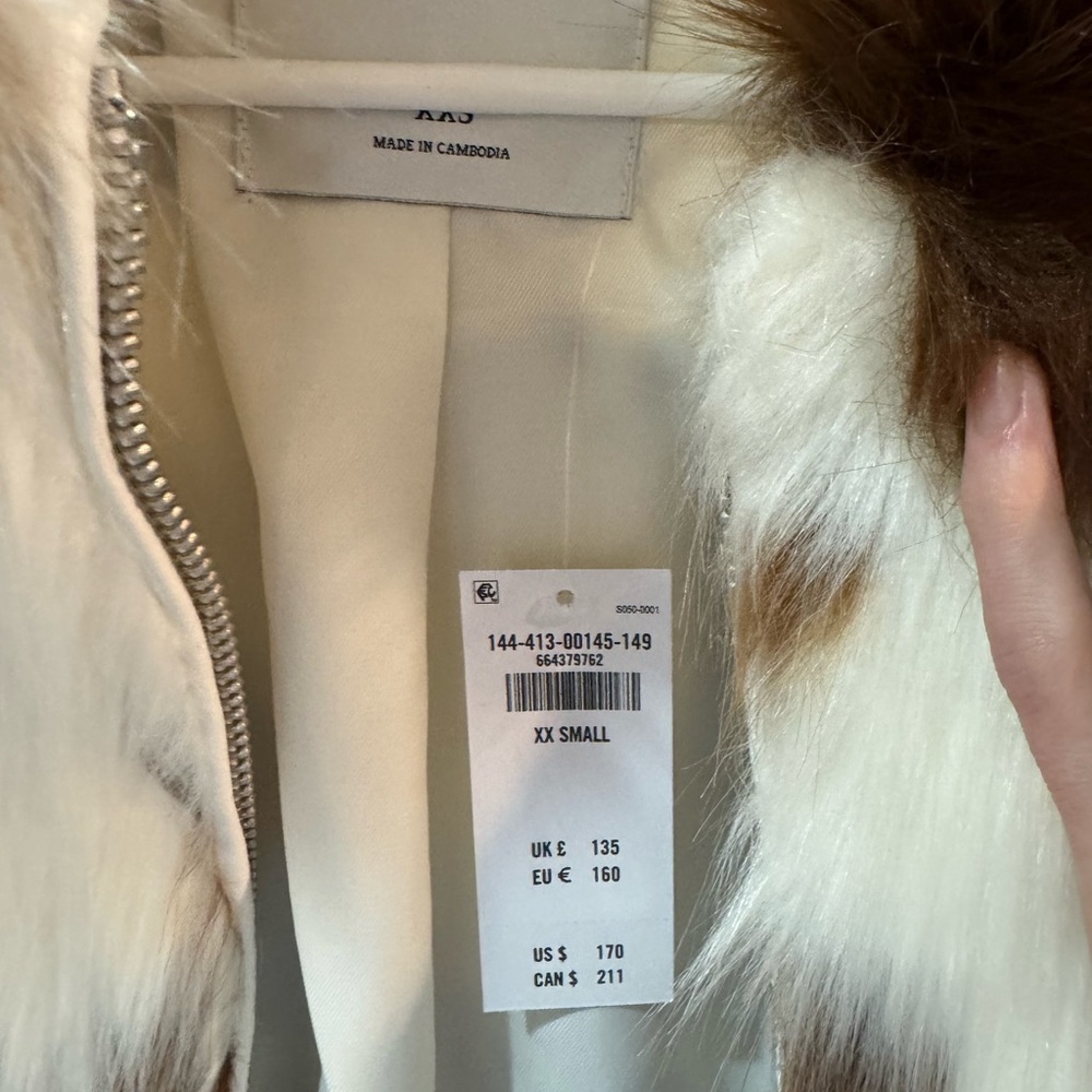 Abercrombie & Fitch Faux Fur Jacket - White and Brown - Picture 2 of 4